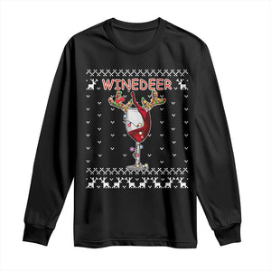 Christmas Couple Matching Long Sleeve Shirt Funny Winedeer Reinbeer Matching Ugly Sweaters Wine TS10 Black Print Your Wear