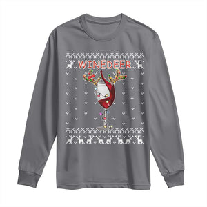 Christmas Couple Matching Long Sleeve Shirt Funny Winedeer Reinbeer Matching Ugly Sweaters Wine TS10 Charcoal Print Your Wear