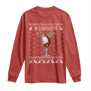 Christmas Couple Matching Long Sleeve Shirt Funny Winedeer Reinbeer Matching Ugly Sweaters Wine TS10 Red Print Your Wear