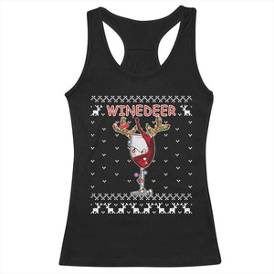 Christmas Couple Matching Racerback Tank Top Funny Winedeer Reinbeer Matching Ugly Sweaters Wine TS10 Black Print Your Wear