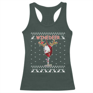 Christmas Couple Matching Racerback Tank Top Funny Winedeer Reinbeer Matching Ugly Sweaters Wine TS10 Dark Forest Green Print Your Wear