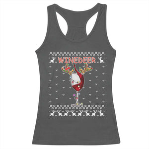 Christmas Couple Matching Racerback Tank Top Funny Winedeer Reinbeer Matching Ugly Sweaters Wine TS10 Dark Heather Print Your Wear