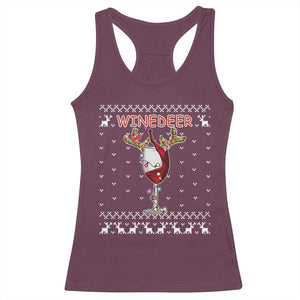 Christmas Couple Matching Racerback Tank Top Funny Winedeer Reinbeer Matching Ugly Sweaters Wine TS10 Maroon Print Your Wear