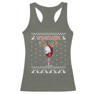 Christmas Couple Matching Racerback Tank Top Funny Winedeer Reinbeer Matching Ugly Sweaters Wine TS10 Military Green Print Your Wear