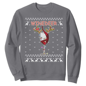 Christmas Couple Matching Sweatshirt Funny Winedeer Reinbeer Matching Ugly Sweaters Wine TS10 Charcoal Print Your Wear