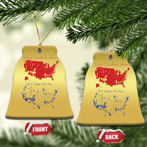 Funny Trump Christmas Ornament 2024 Electoral Map Merry Christmas America Happy Holiday TS10 Bell Flake Gold Print Your Wear