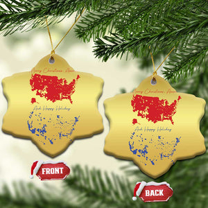 Funny Trump Christmas Ornament 2024 Electoral Map Merry Christmas America Happy Holiday TS10 Snow Flake Gold Print Your Wear