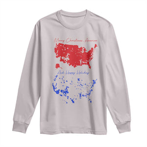 Funny Christmas Trump Long Sleeve Shirt 2024 Electoral Map Merry Christmas America Happy Holiday TS10 Ice Gray Print Your Wear