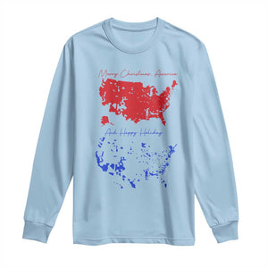 Funny Christmas Trump Long Sleeve Shirt 2024 Electoral Map Merry Christmas America Happy Holiday TS10 Light Blue Print Your Wear