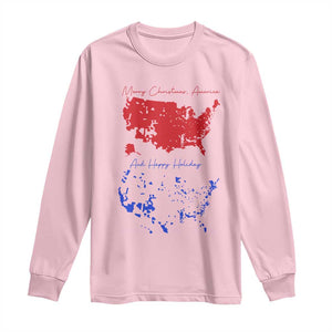 Funny Christmas Trump Long Sleeve Shirt 2024 Electoral Map Merry Christmas America Happy Holiday TS10 Light Pink Print Your Wear