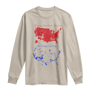 Funny Christmas Trump Long Sleeve Shirt 2024 Electoral Map Merry Christmas America Happy Holiday TS10 Sand Print Your Wear