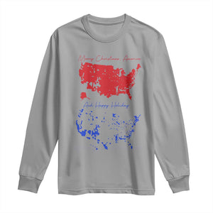 Funny Christmas Trump Long Sleeve Shirt 2024 Electoral Map Merry Christmas America Happy Holiday TS10 Sport Gray Print Your Wear