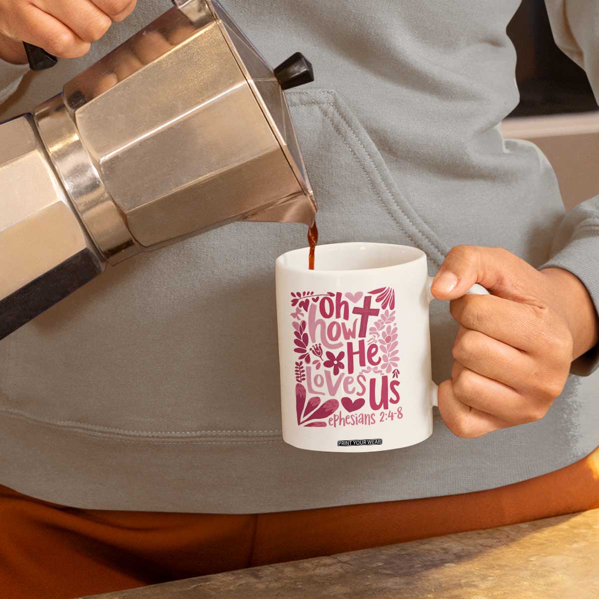 Oh how He Loves Us Coffee Mug Boho Christian Valentine TS10 Print Your Wear