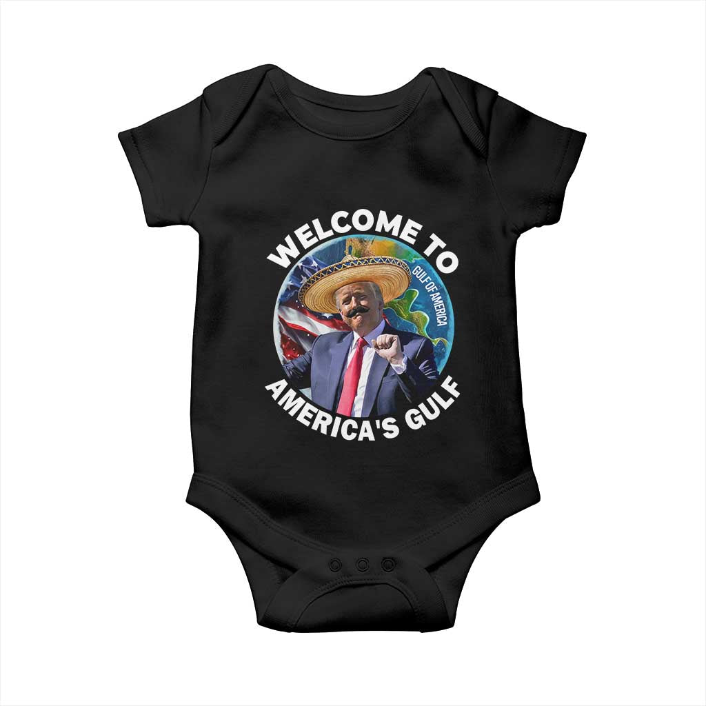 America's Gulf Mexico Baby Onesie Trump Sombrero Dancing Funny Map TS10 Black Print Your Wear