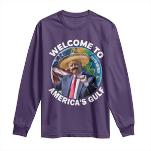 America's Gulf Mexico Long Sleeve Shirt Trump Sombrero Dancing Funny Map TS10 Purple Print Your Wear