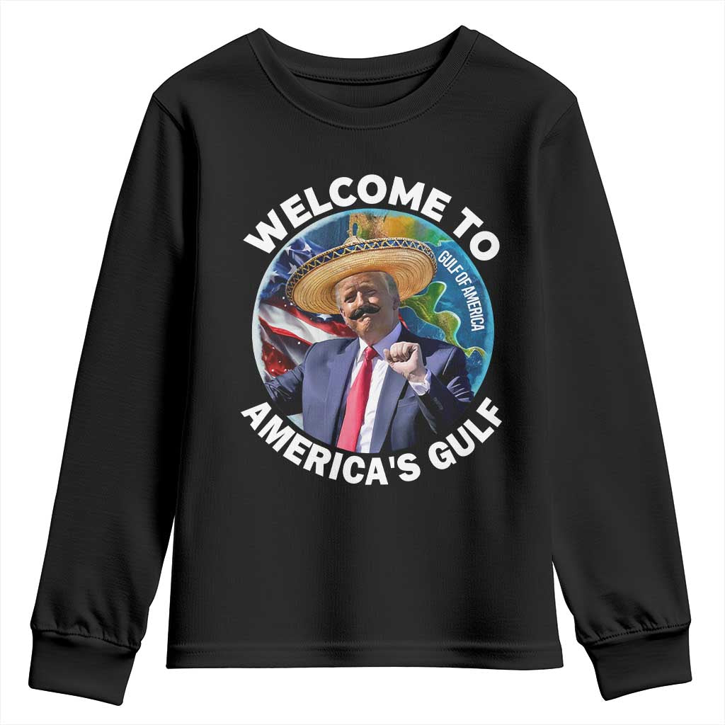 America's Gulf Mexico Youth Sweatshirt Trump Sombrero Dancing Funny Map TS10 Black Print Your Wear