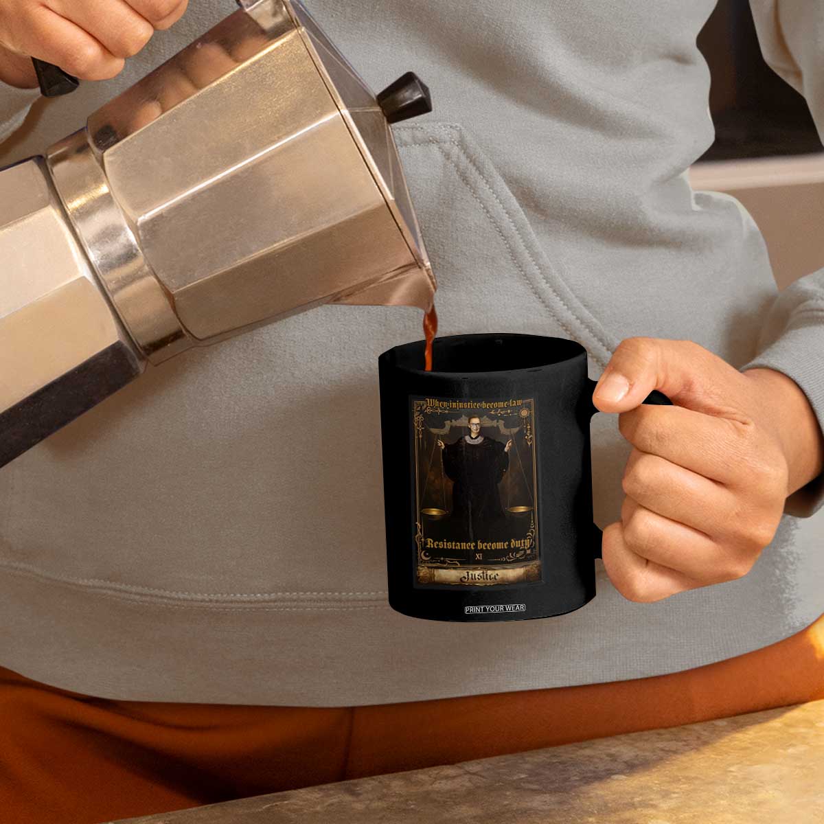 Tarot Card RBG Coffee Mug When Injustice Becomes Law Resistance Becomes Duty TS10 Print Your Wear