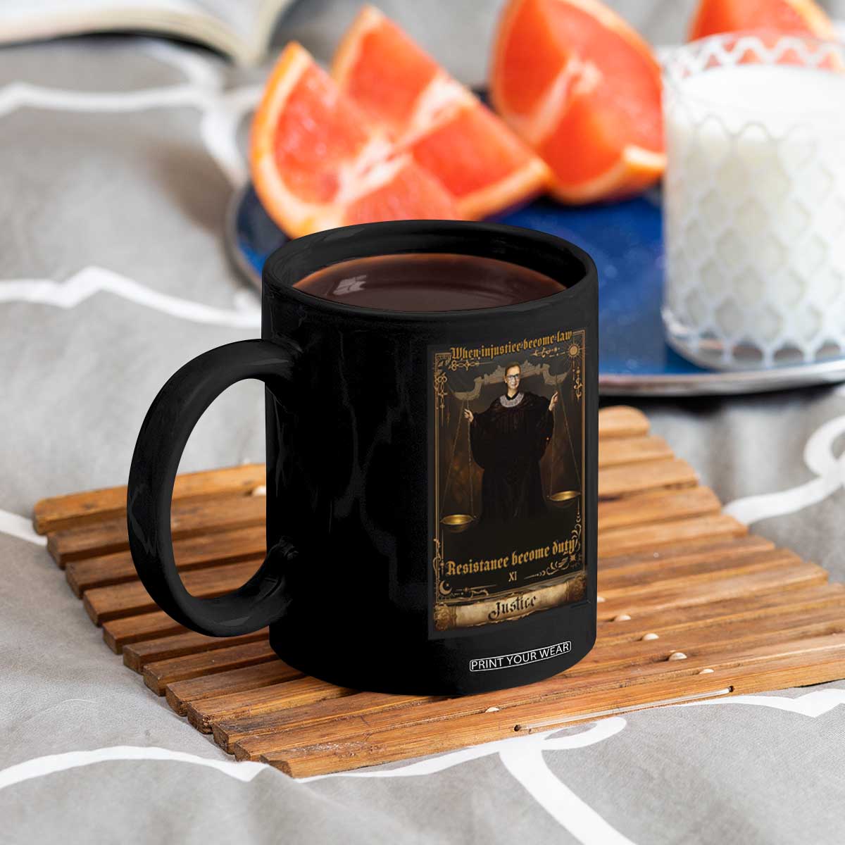 Tarot Card RBG Coffee Mug When Injustice Becomes Law Resistance Becomes Duty TS10 Print Your Wear