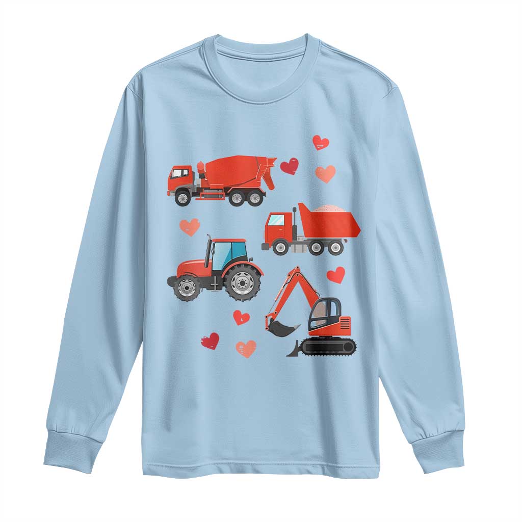 Excavator Construction Long Sleeve Shirt Car Tractor Truck Lovers TS10 Light Blue Print Your Wear
