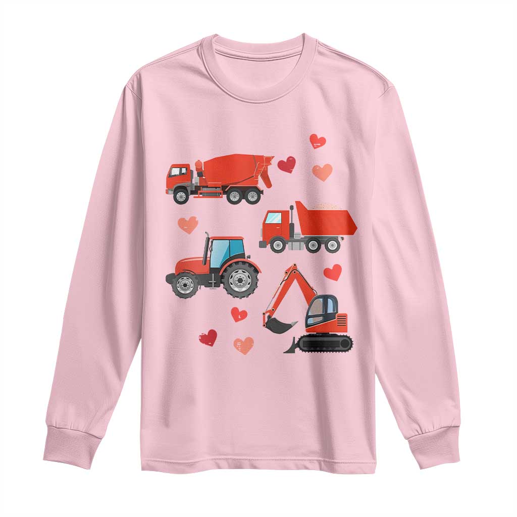 Excavator Construction Long Sleeve Shirt Car Tractor Truck Lovers TS10 Light Pink Print Your Wear