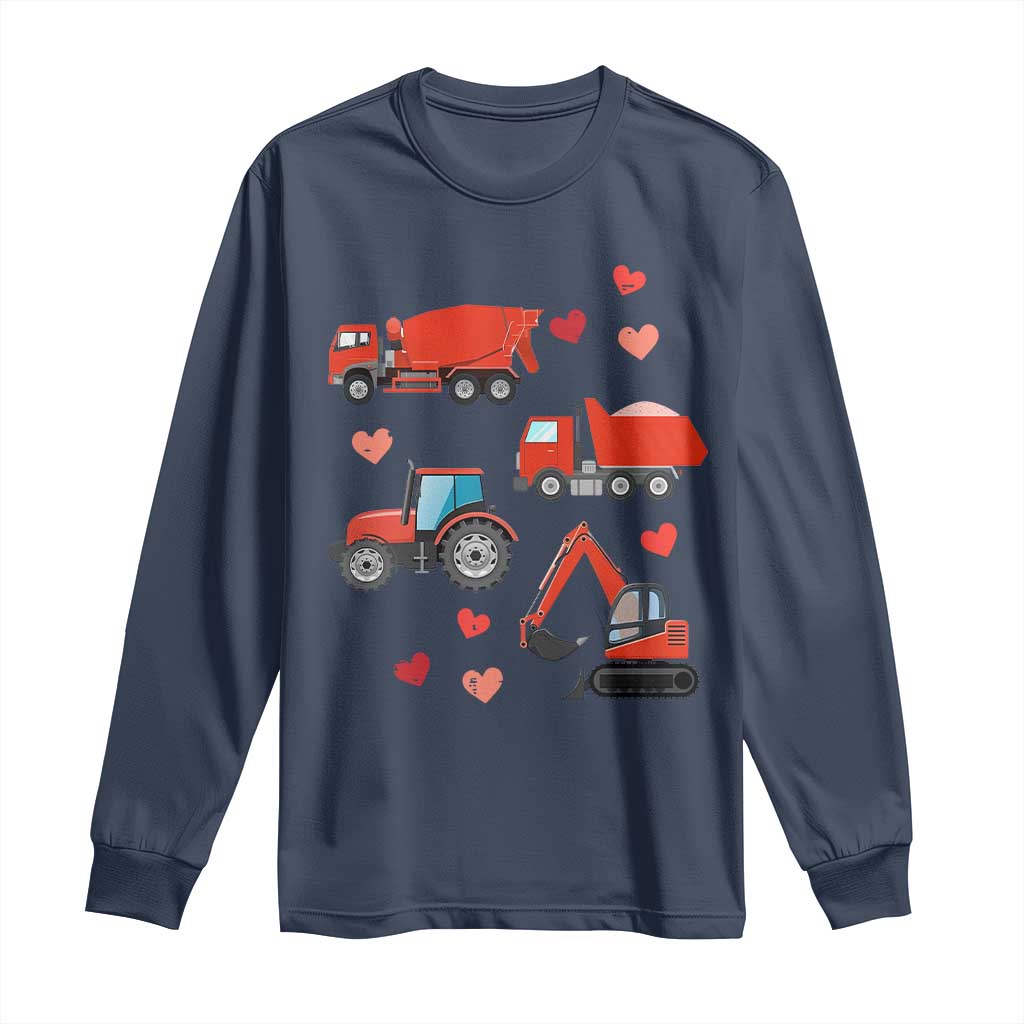 Excavator Construction Long Sleeve Shirt Car Tractor Truck Lovers TS10 Navy Print Your Wear