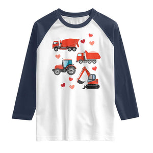 Excavator Construction Raglan Shirt Car Tractor Truck Lovers TS10 White Navy Print Your Wear