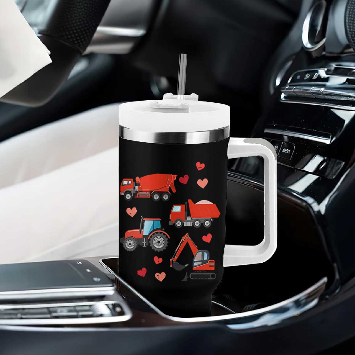 Excavator Construction Tumbler With Handle Car Tractor Truck Lovers TS10 Print Your Wear