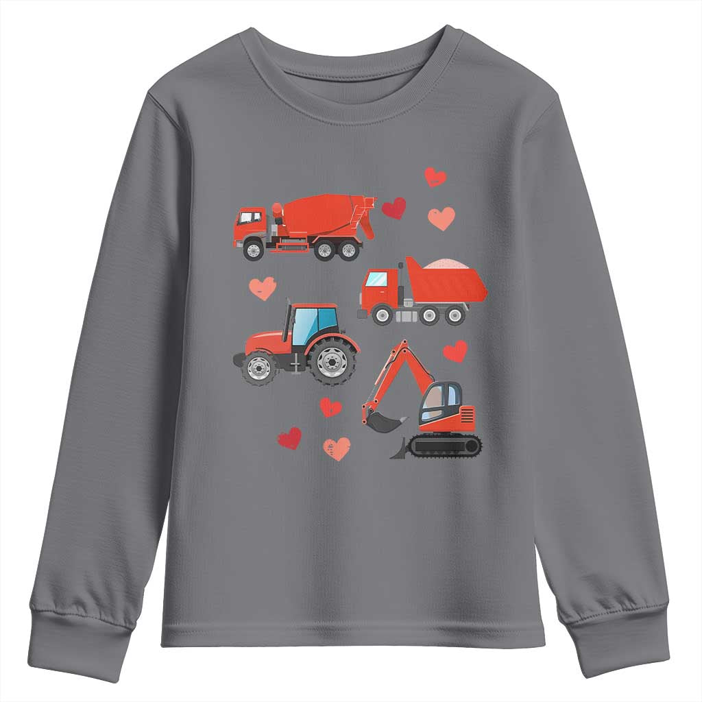 Excavator Construction Youth Sweatshirt Car Tractor Truck Lovers TS10 Charcoal Print Your Wear
