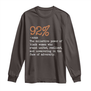 92 Percent Black Woman Power Long Sleeve Shirt The 92% African American Melanin Girls TS10 Dark Chocolate Print Your Wear