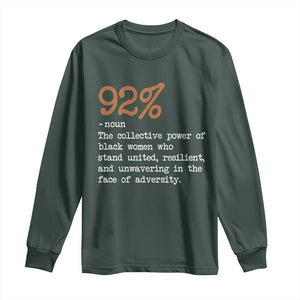 92 Percent Black Woman Power Long Sleeve Shirt The 92% African American Melanin Girls TS10 Dark Forest Green Print Your Wear