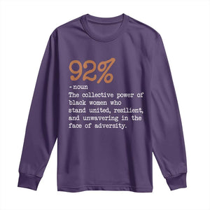 92 Percent Black Woman Power Long Sleeve Shirt The 92% African American Melanin Girls TS10 Purple Print Your Wear