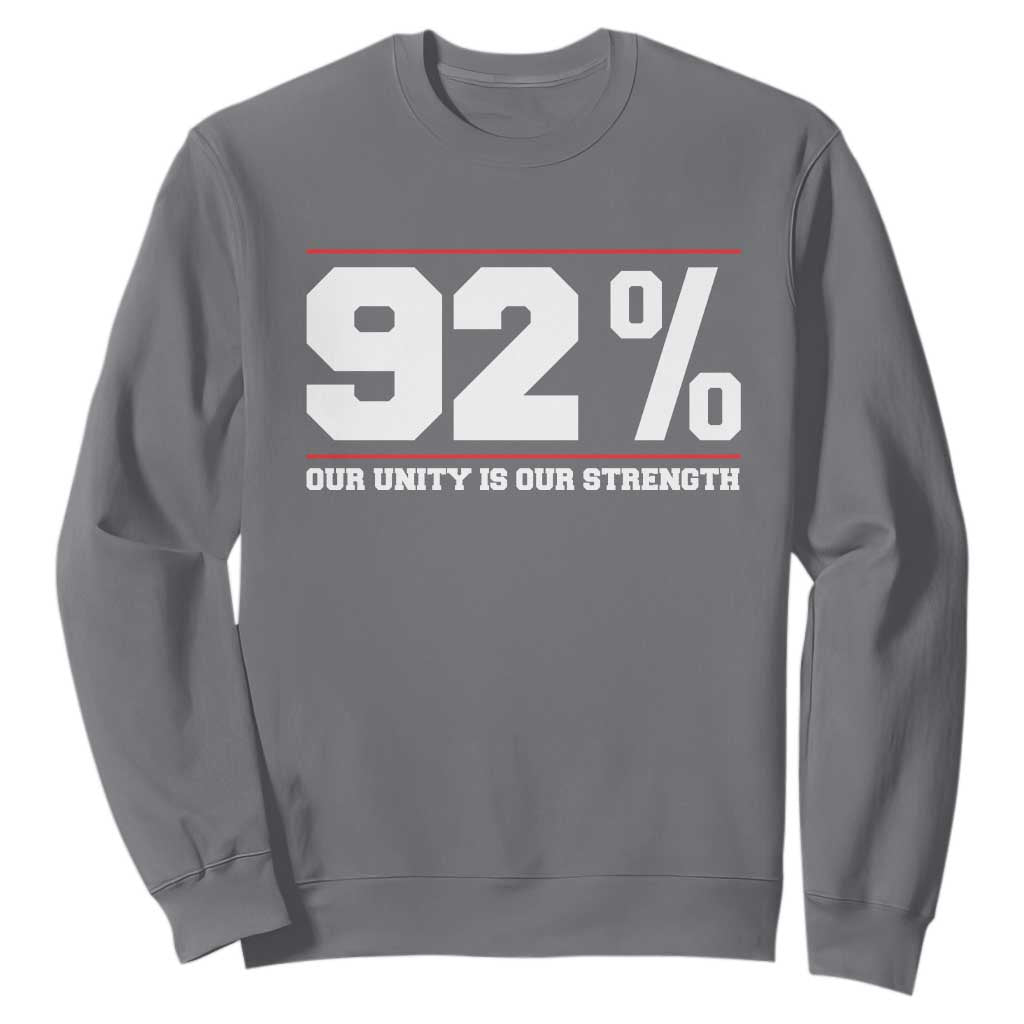 92 Percent Black Woman Power Sweatshirt 92% Our Unity Is Our Strength TS10 Charcoal Print Your Wear
