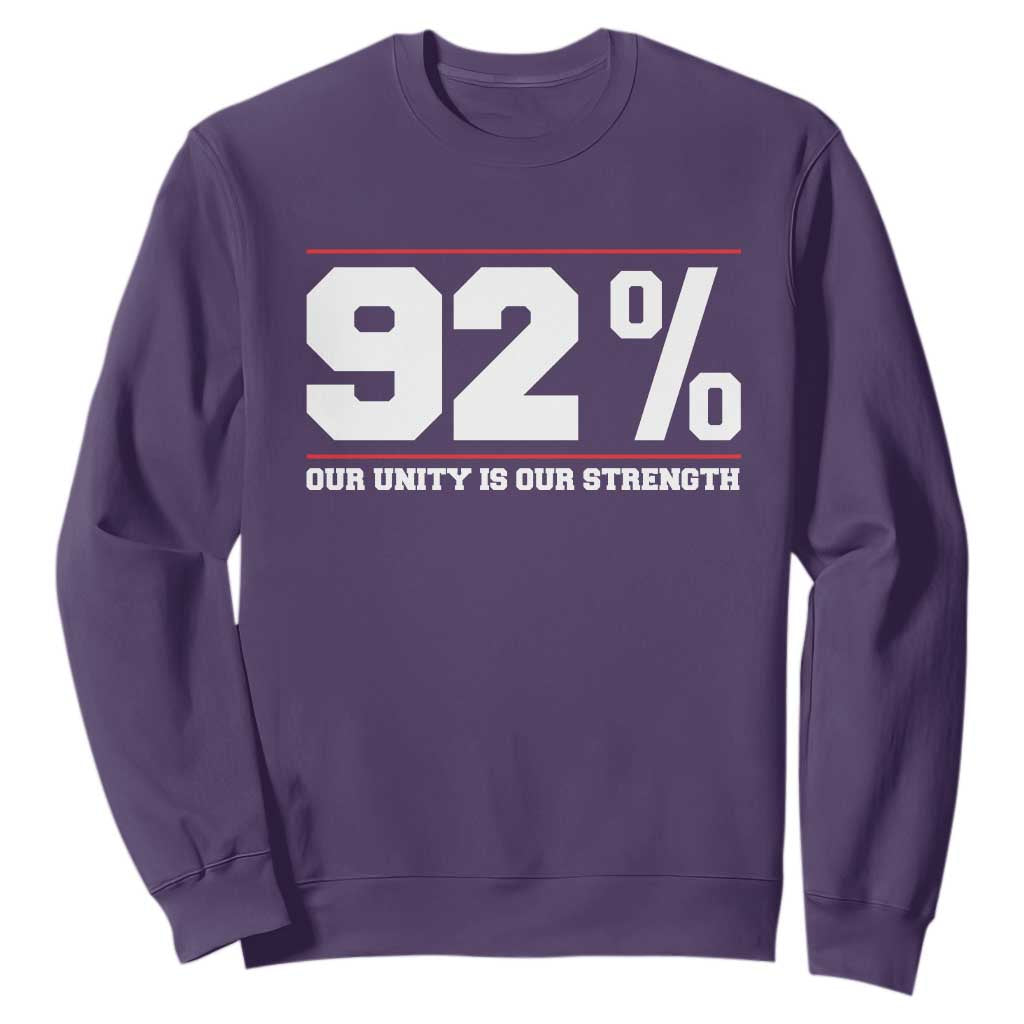 92 Percent Black Woman Power Sweatshirt 92% Our Unity Is Our Strength TS10 Purple Print Your Wear