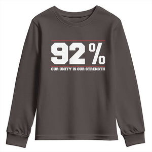 92 Percent Black Woman Power Youth Sweatshirt 92% Our Unity Is Our Strength TS10 Dark Chocolate Print Your Wear