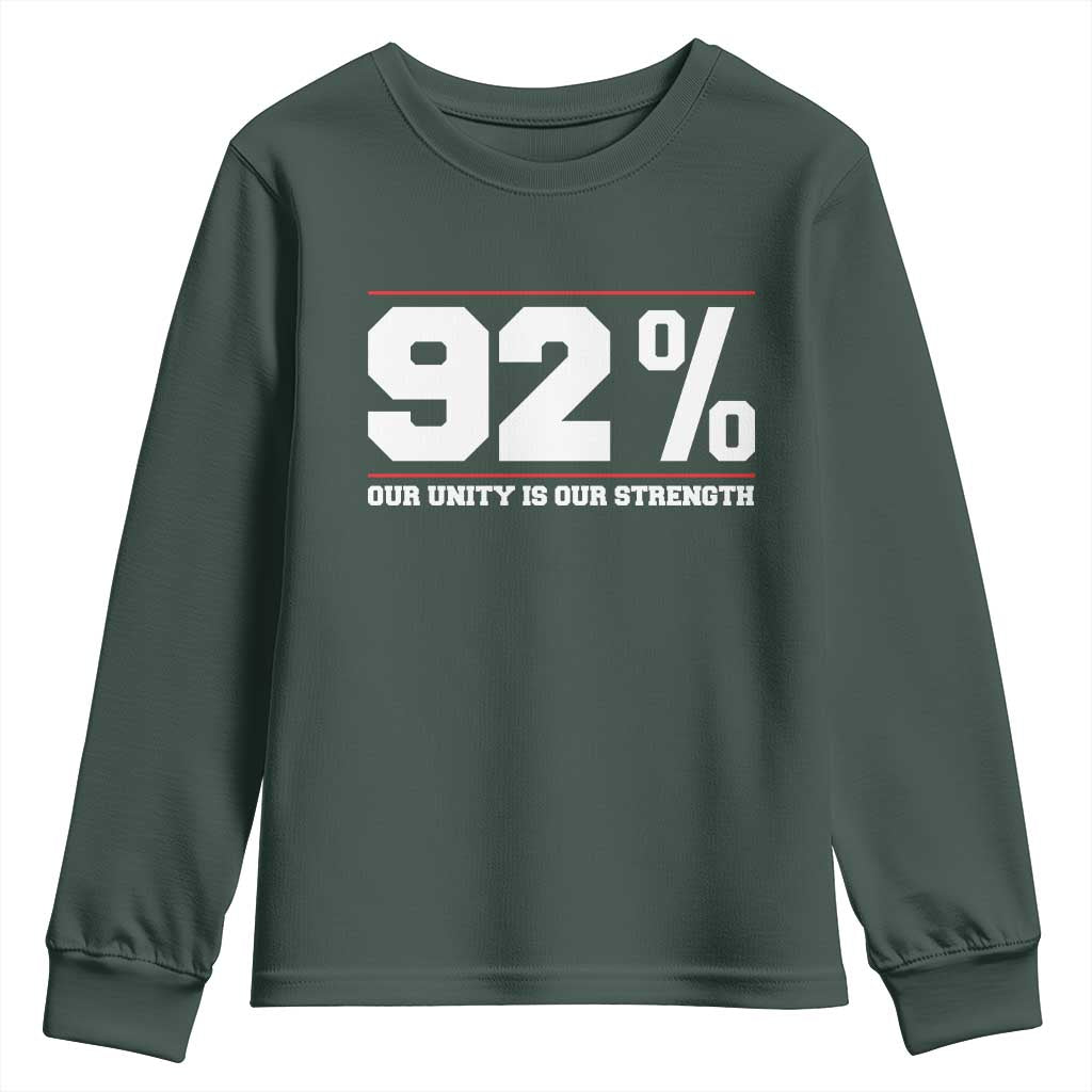 92 Percent Black Woman Power Youth Sweatshirt 92% Our Unity Is Our Strength TS10 Dark Forest Green Print Your Wear