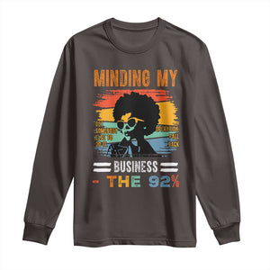 92 Percent Melanin African Women Long Sleeve Shirt Minding My Black Woman Business: The 92% TS10 Dark Chocolate Print Your Wear