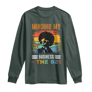 92 Percent Melanin African Women Long Sleeve Shirt Minding My Black Woman Business: The 92% TS10 Dark Forest Green Print Your Wear