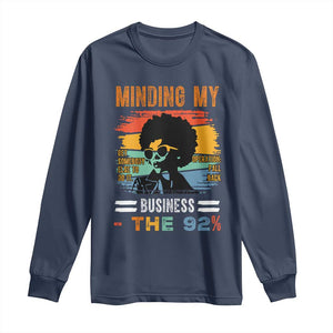 92 Percent Melanin African Women Long Sleeve Shirt Minding My Black Woman Business: The 92% TS10 Navy Print Your Wear