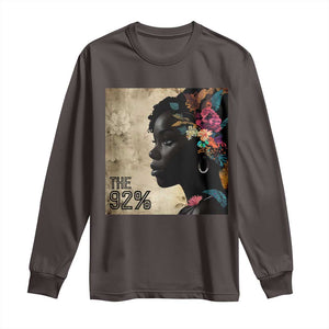 The 92% Black Women Power Long Sleeve Shirt 92 Percent Floral Melanin Girls TS10 Dark Chocolate Print Your Wear