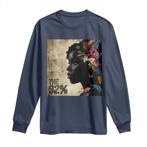 The 92% Black Women Power Long Sleeve Shirt 92 Percent Floral Melanin Girls TS10 Navy Print Your Wear