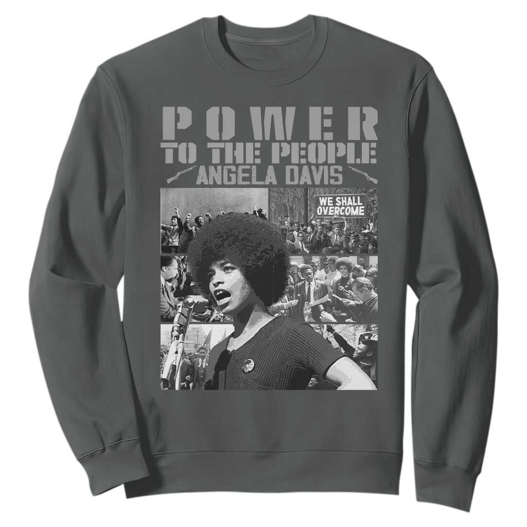 Power To The People Sweatshirt Black History Angela Davis Black Panther Party TS10 Dark Heather Print Your Wear