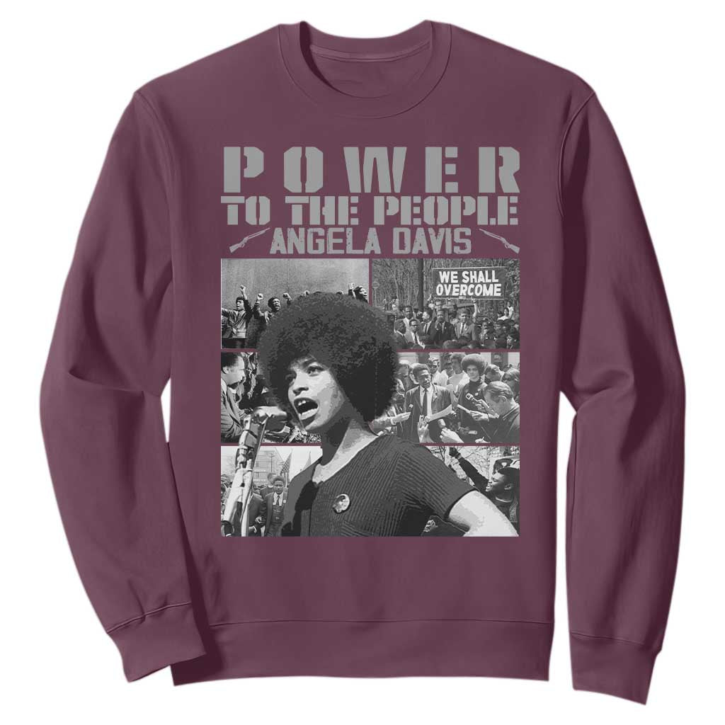 Power To The People Sweatshirt Black History Angela Davis Black Panther Party TS10 Maroon Print Your Wear