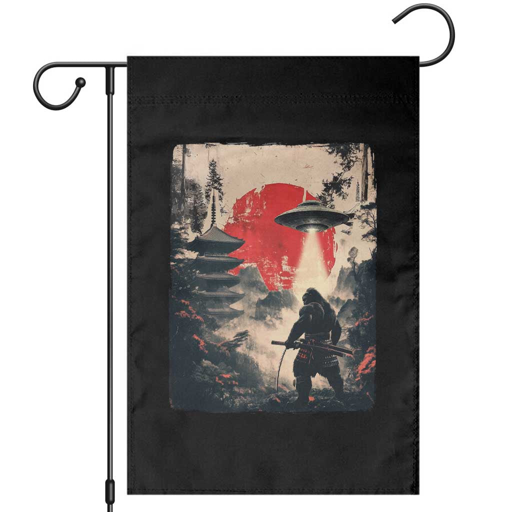 Samurai Bigfoot Garden Flag Funny Japanese Retro Vintage Sasquatch Graphic Ukiyo-e Art TS10 Black Print Your Wear