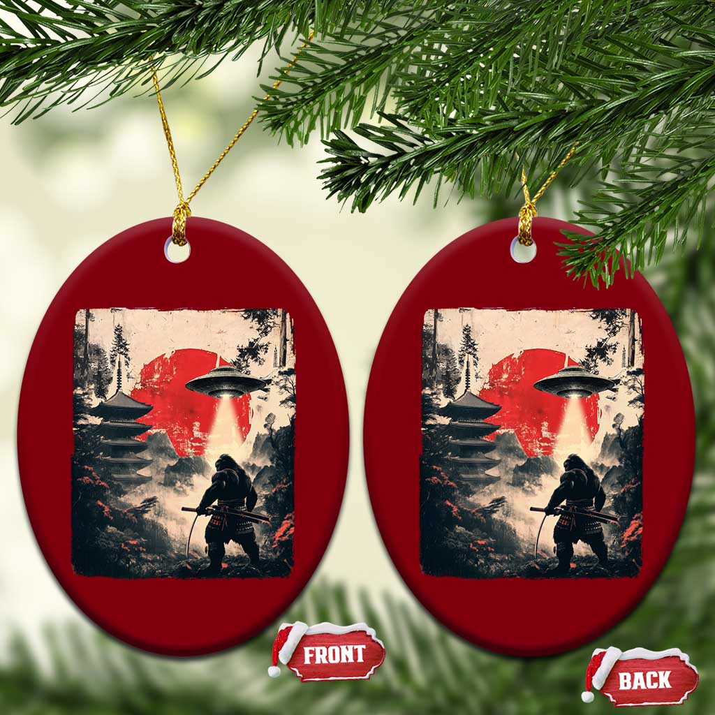 Samurai Bigfoot Ceramic Ornament Funny Japanese Retro Vintage Sasquatch Graphic Ukiyo-e Art TS10 Print Your Wear