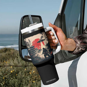 Samurai Bigfoot Tumbler With Handle Funny Japanese Retro Vintage Sasquatch Graphic Ukiyo-e Art TS10 Print Your Wear