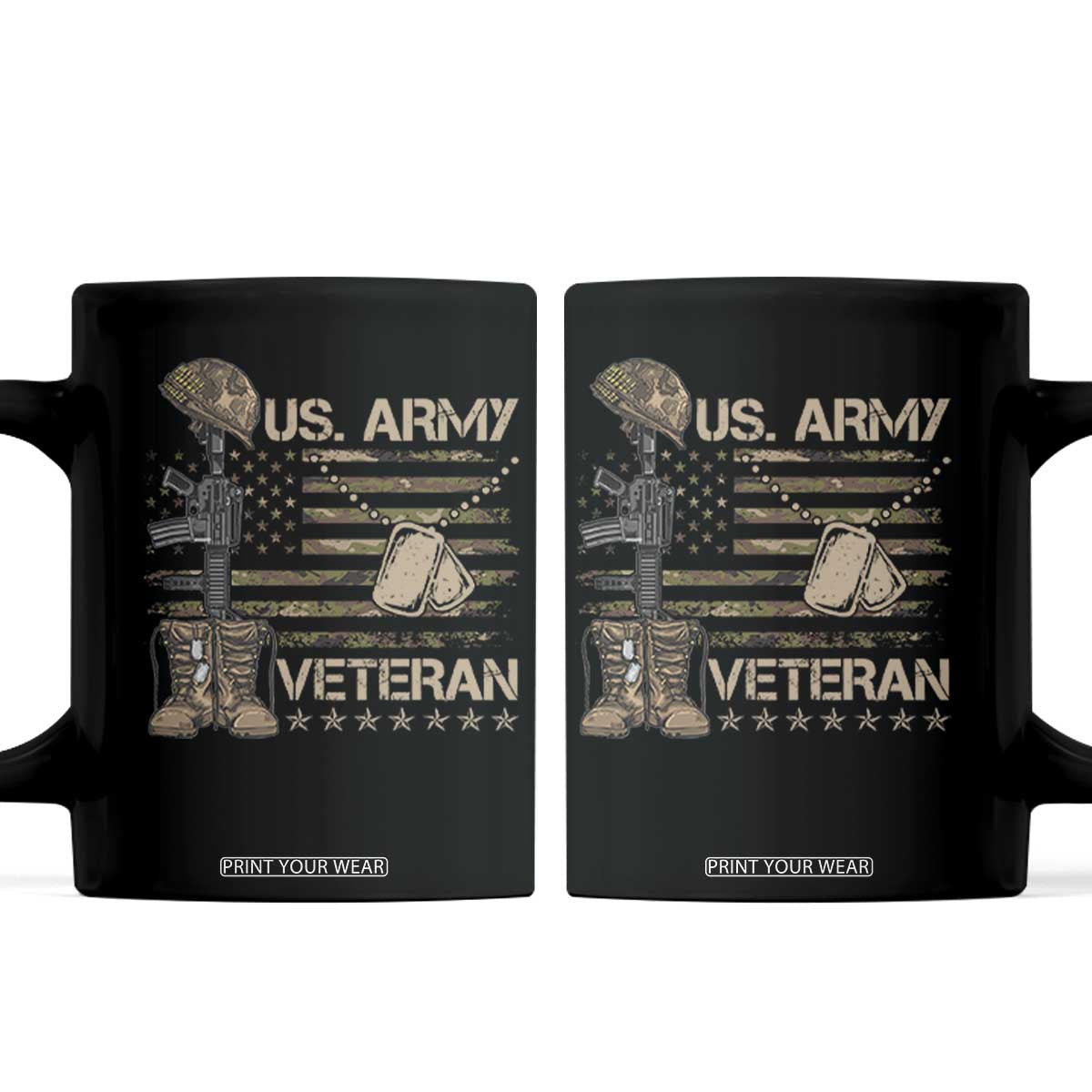 US Army Veteran Flag Coffee Mug TS10 Black Print Your Wear