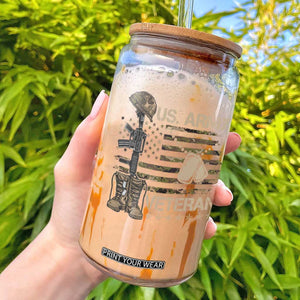 US Army Veteran Flag Glass Can TS10 Black Print Your Wear