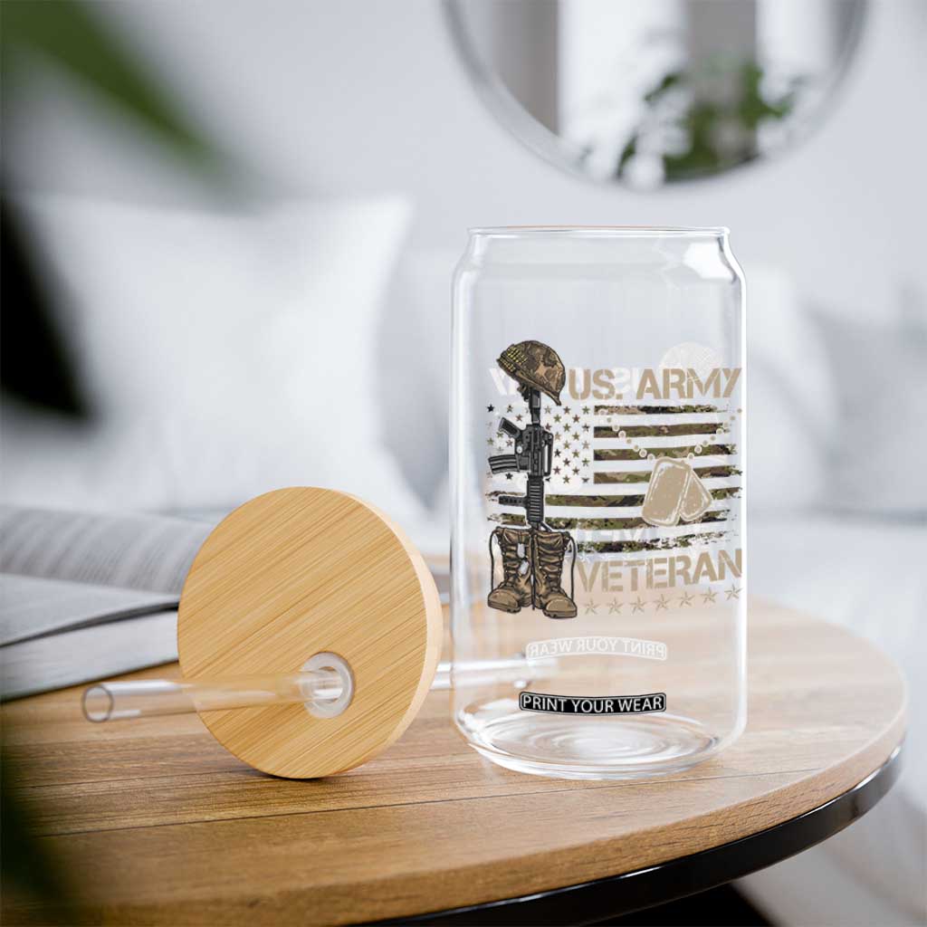 US Army Veteran Flag Glass Can TS10 Print Your Wear