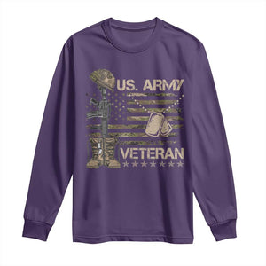 US Army Veteran Flag Long Sleeve Shirt TS10 Purple Print Your Wear