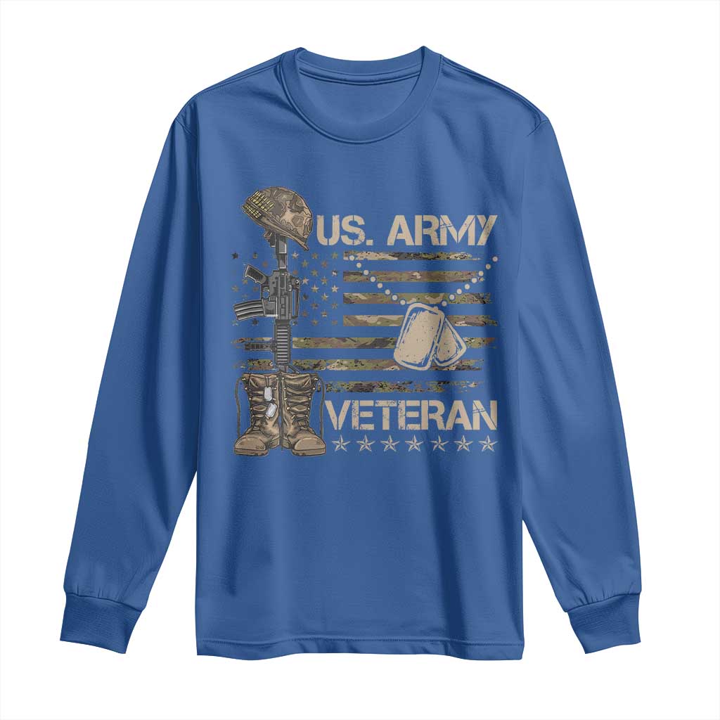 US Army Veteran Flag Long Sleeve Shirt TS10 Royal Blue Print Your Wear
